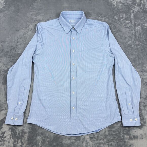 Rhone Shirt Mens M Blue Commuter Italian Fabric Slim Fit Performance Stretch - Picture 1 of 11